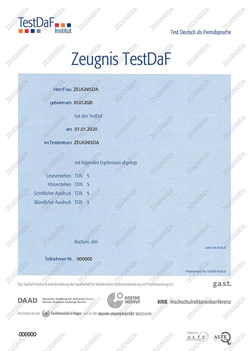 TestDaF证书/德福证书